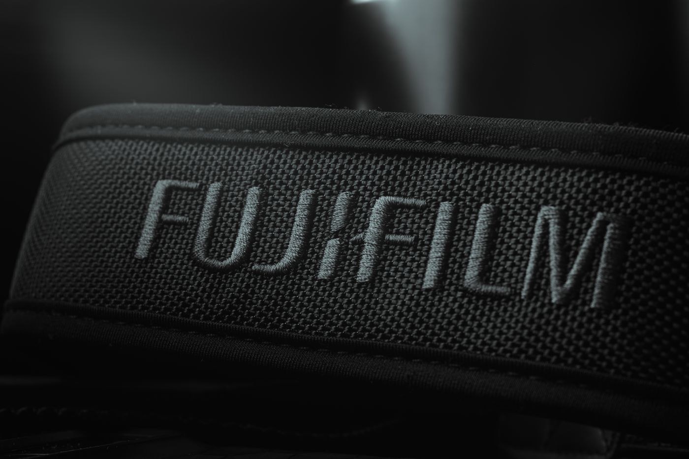Close-up of a padded camera strap