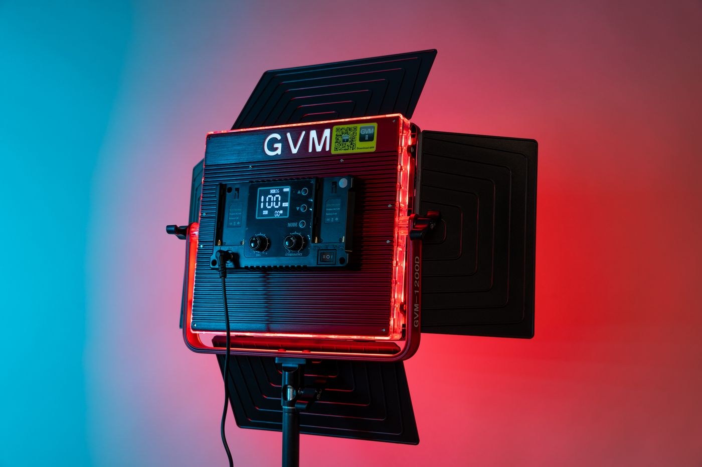 Studio LED panel with coloured illumination