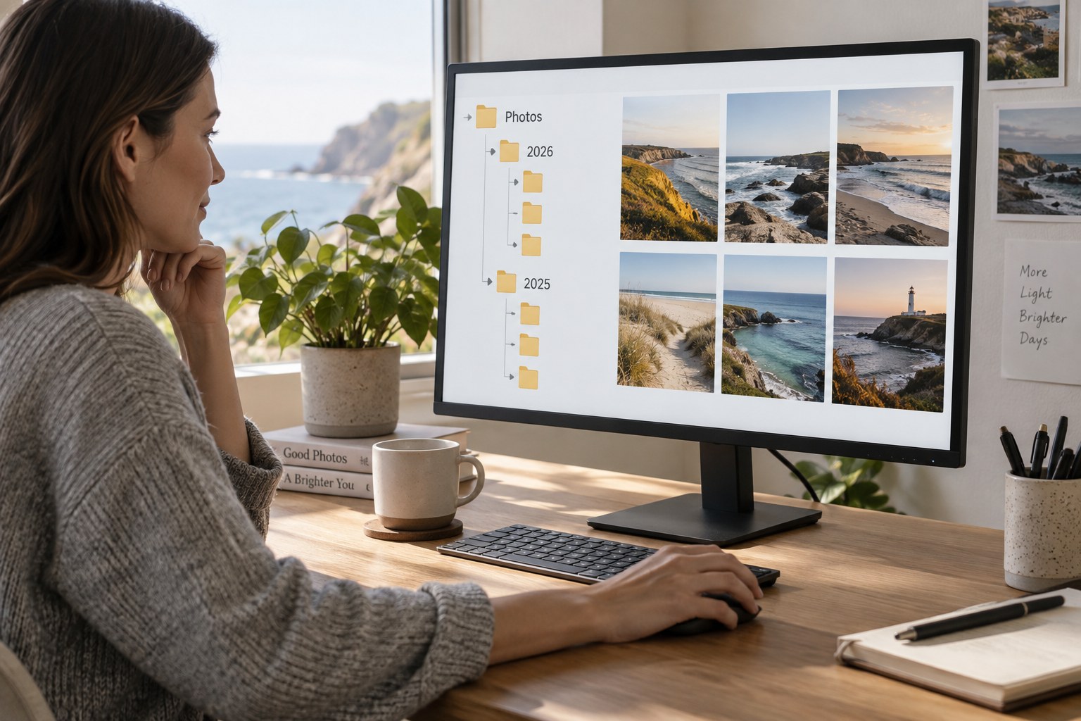 Illustrative photo library with nested year folders