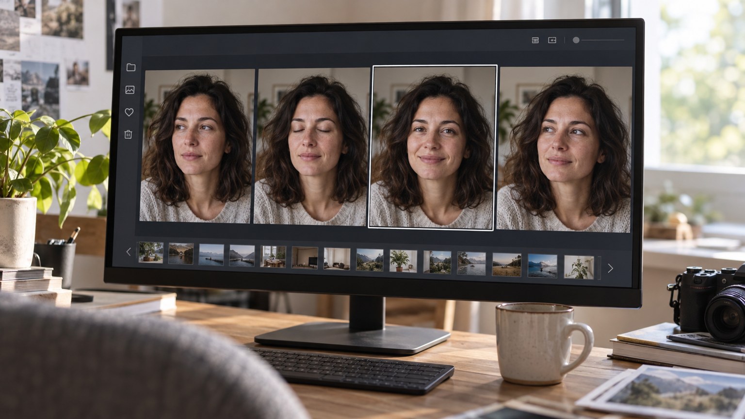 Four portrait frames with slightly different expressions
