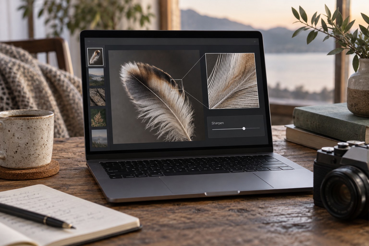 Feather image with an enlarged detail inset